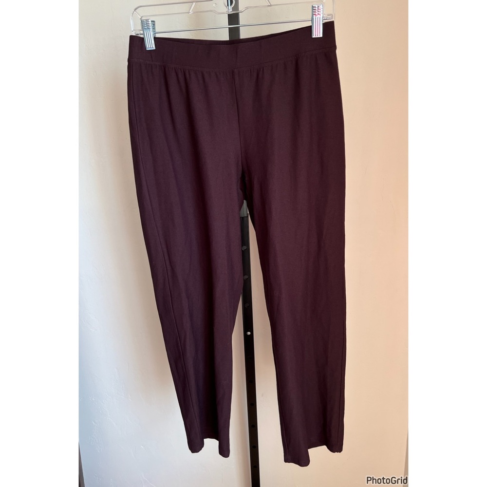 Eileen Fisher Pull On Crepe Pants - Eggplant Petite Small